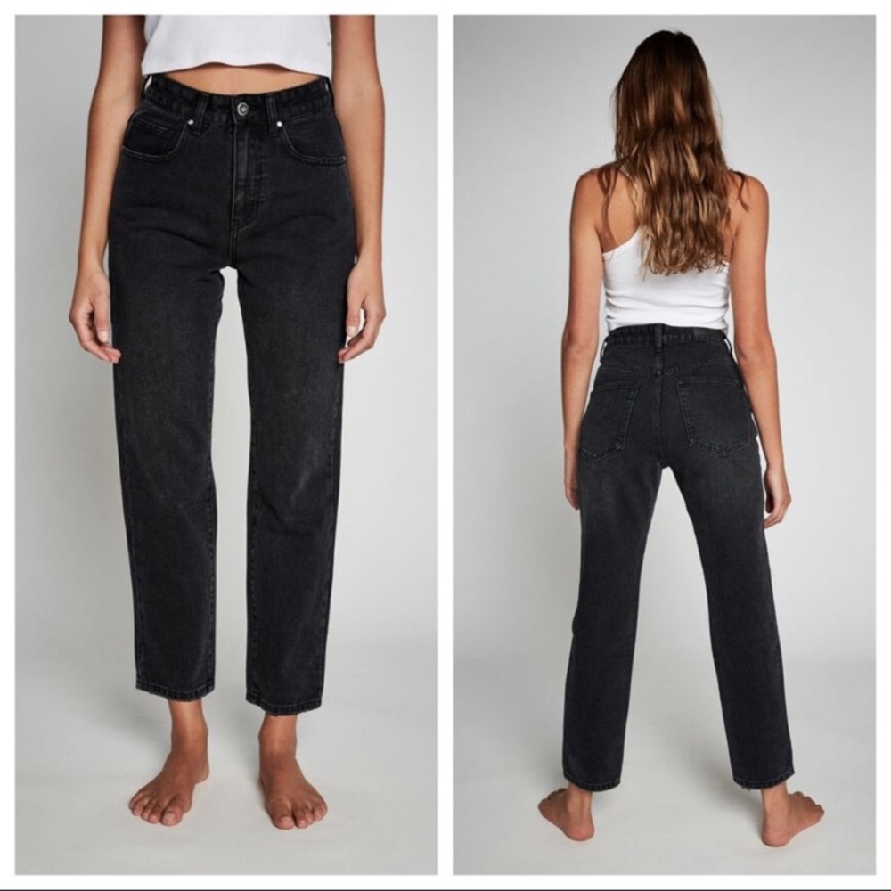 Cotton On Mom Jeans Stonewashed Black High Rise Denim Women’s sz 14 NWT